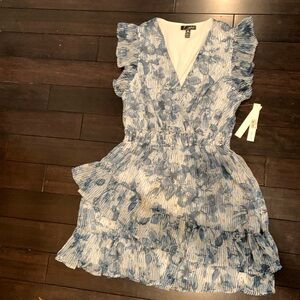 Aqua, size large, floral and polka dot mini dress.